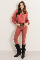 Pantalon rose indien coupe slim | Elora