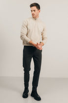 Pull beige chiné col camionneur | Elora