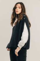 Poncho gris chiné côtelé | Elora