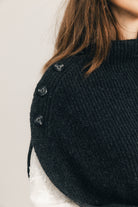 Poncho gris chiné côtelé | Elora