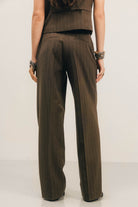 Pantalon tailleur rayé bronze | Elora