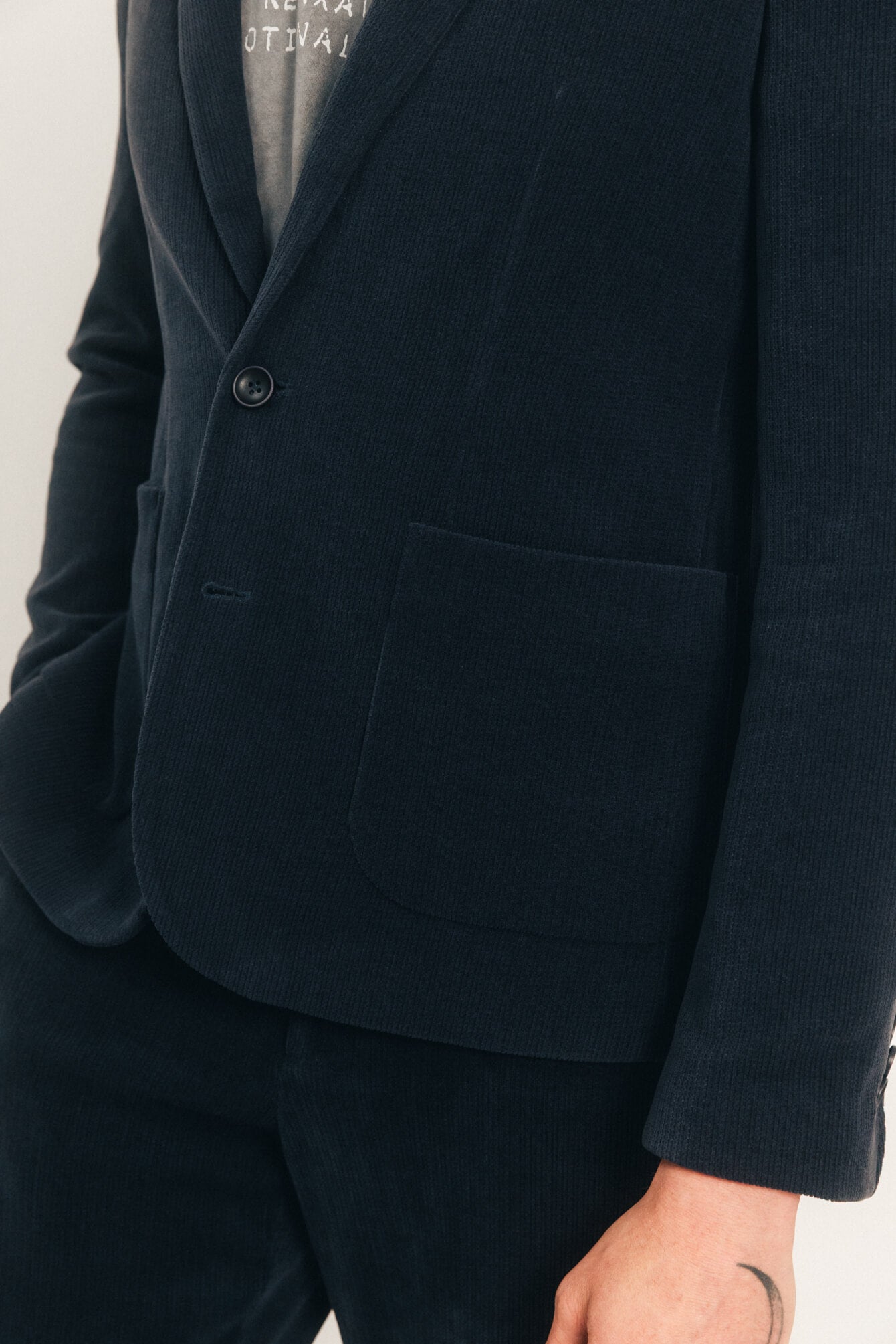 Veste blazer navy velours stretch | Elora