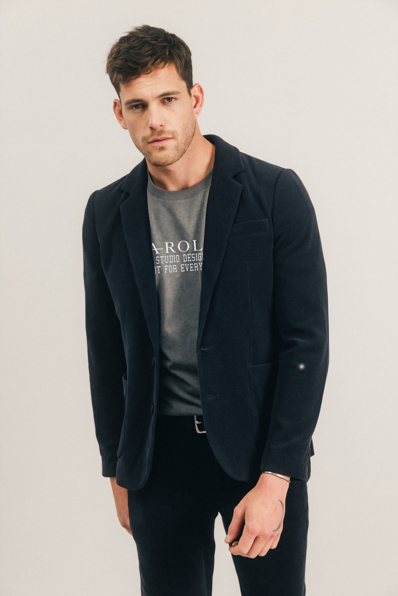 Veste blazer navy velours stretch | Elora