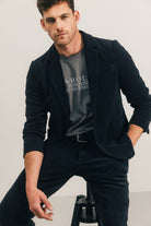 Veste blazer navy velours stretch | Elora
