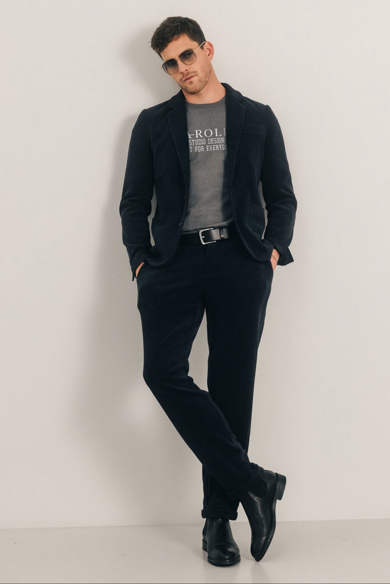 Veste blazer navy velours stretch | Elora