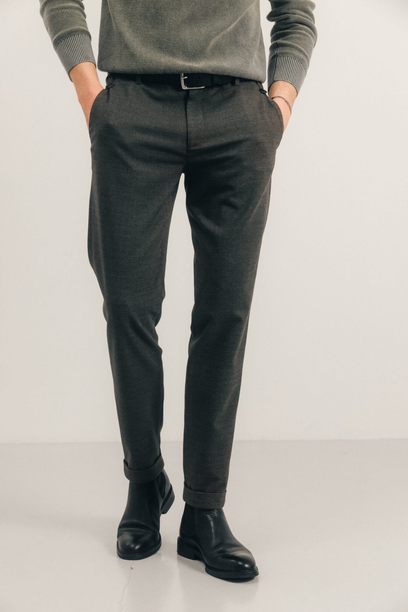 Pantalon kaki carreaux chic | Elora