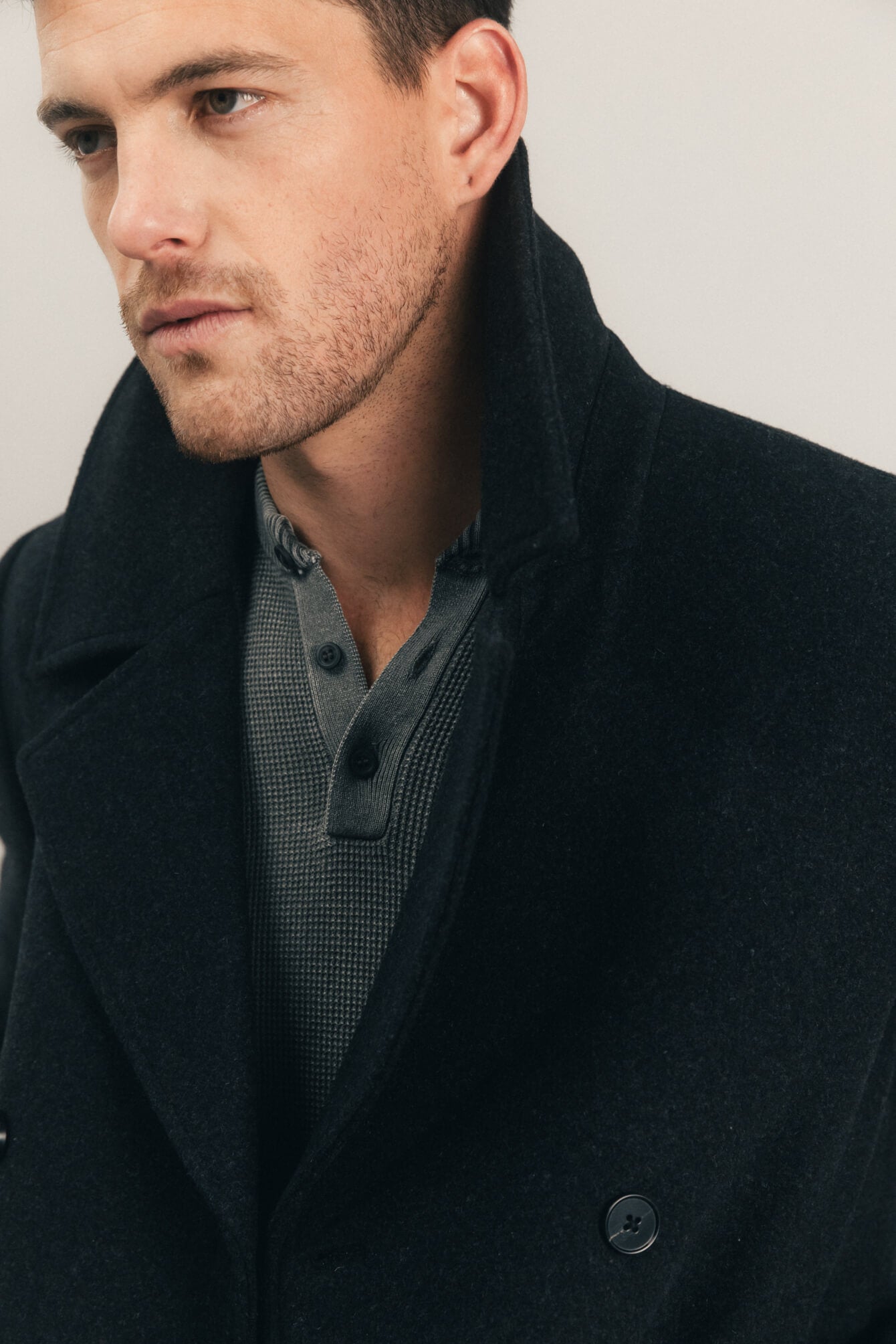 Manteau caban anthracite col tailleur | Elora