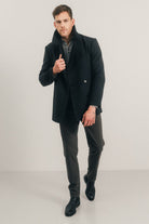 Manteau caban anthracite col tailleur | Elora