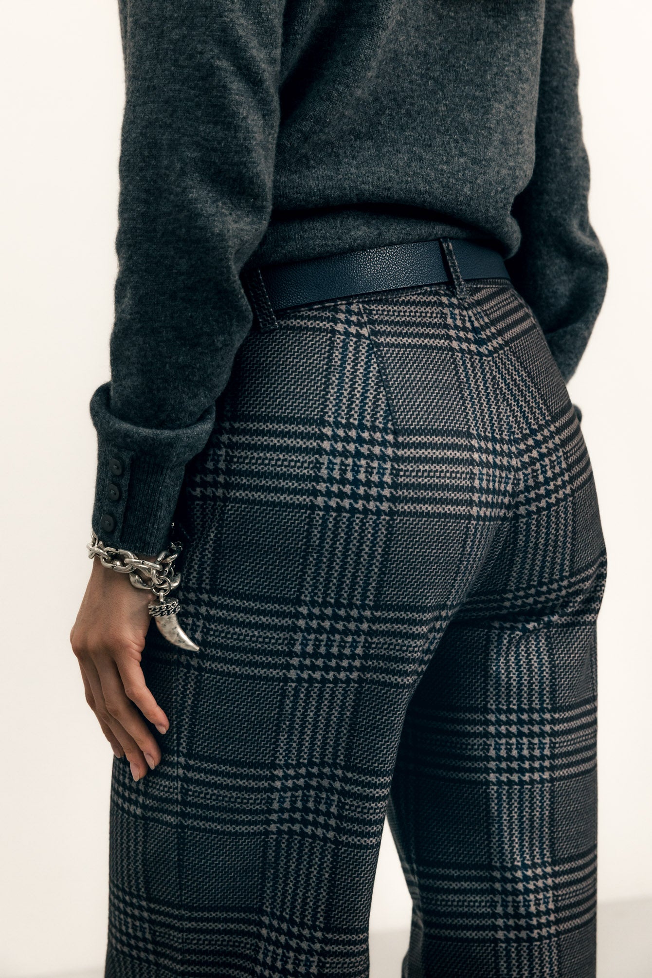 Pantalon prince-de-galles gris | Elora
