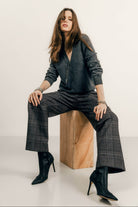 Pantalon prince-de-galles gris | Elora