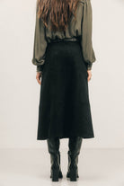 Jupe midi noire suédée western | Elora