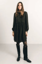 Robe fluide kaki plastron boutonné | Elora