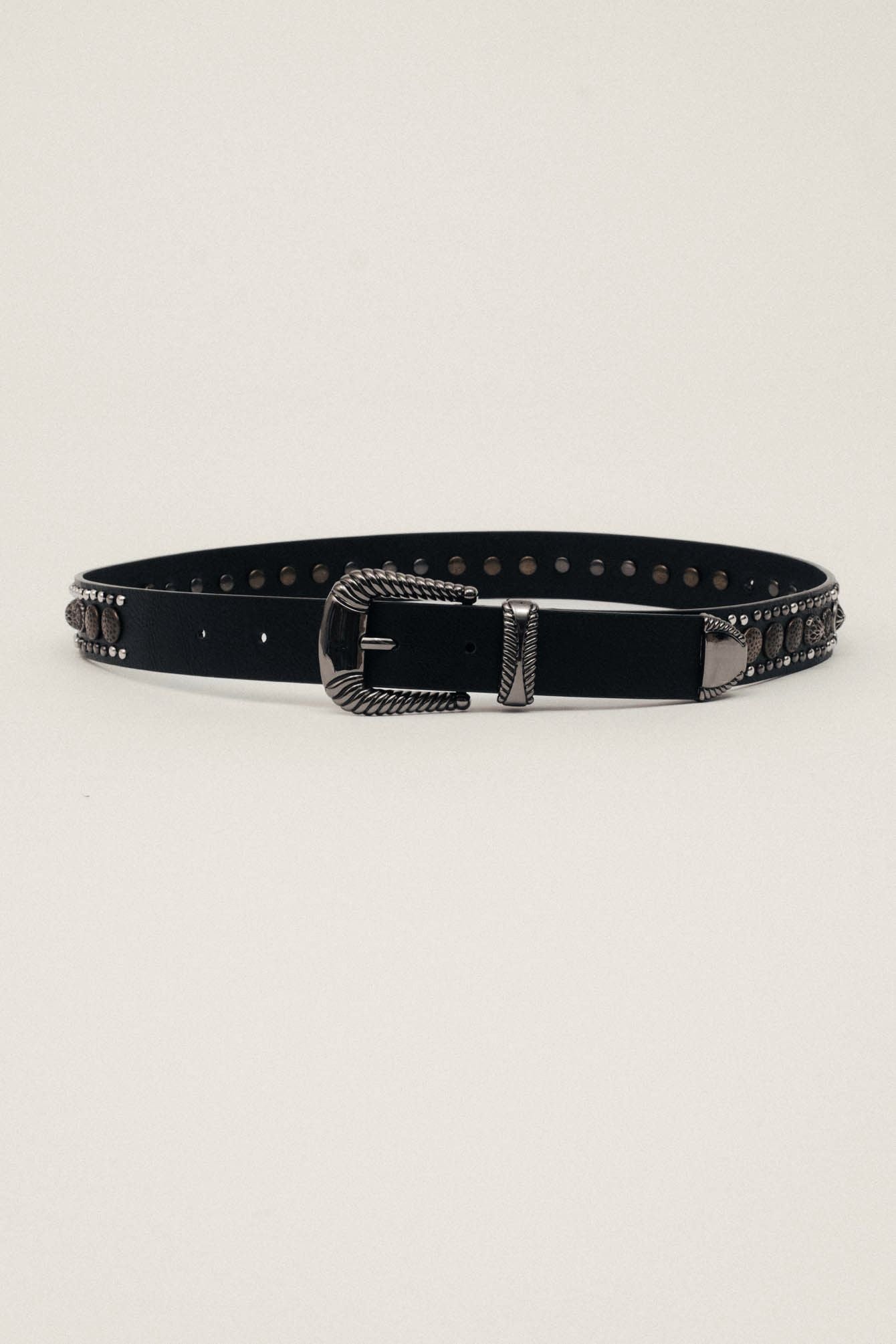 Ceinture noire cloutée esprit western | Elora