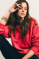 Pull grenadine ajouré boutons bijoux | Elora