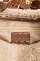 Sac en fausse fourrure camel et écru | Elora