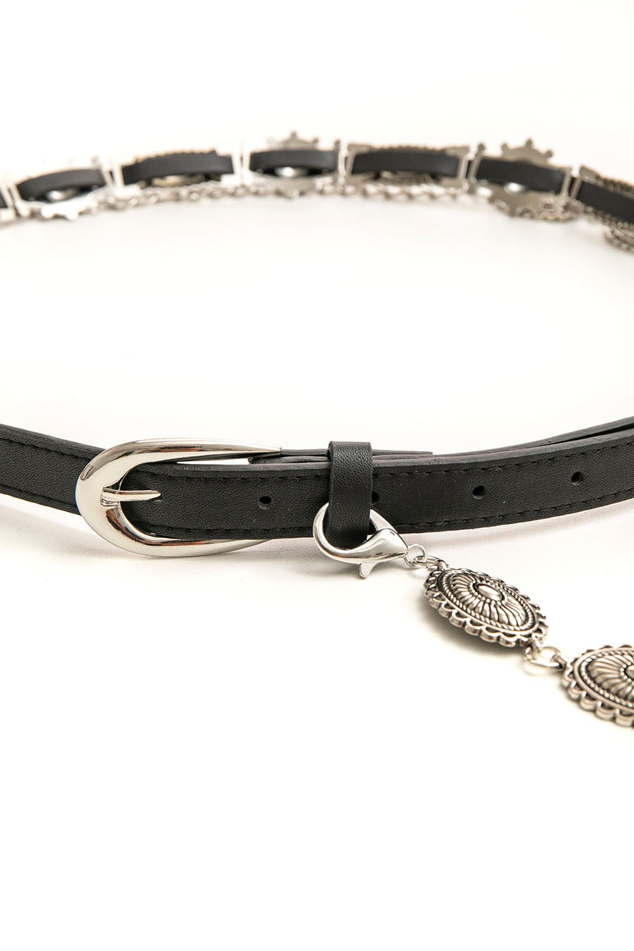 Ceinture double noir et métal | Elora