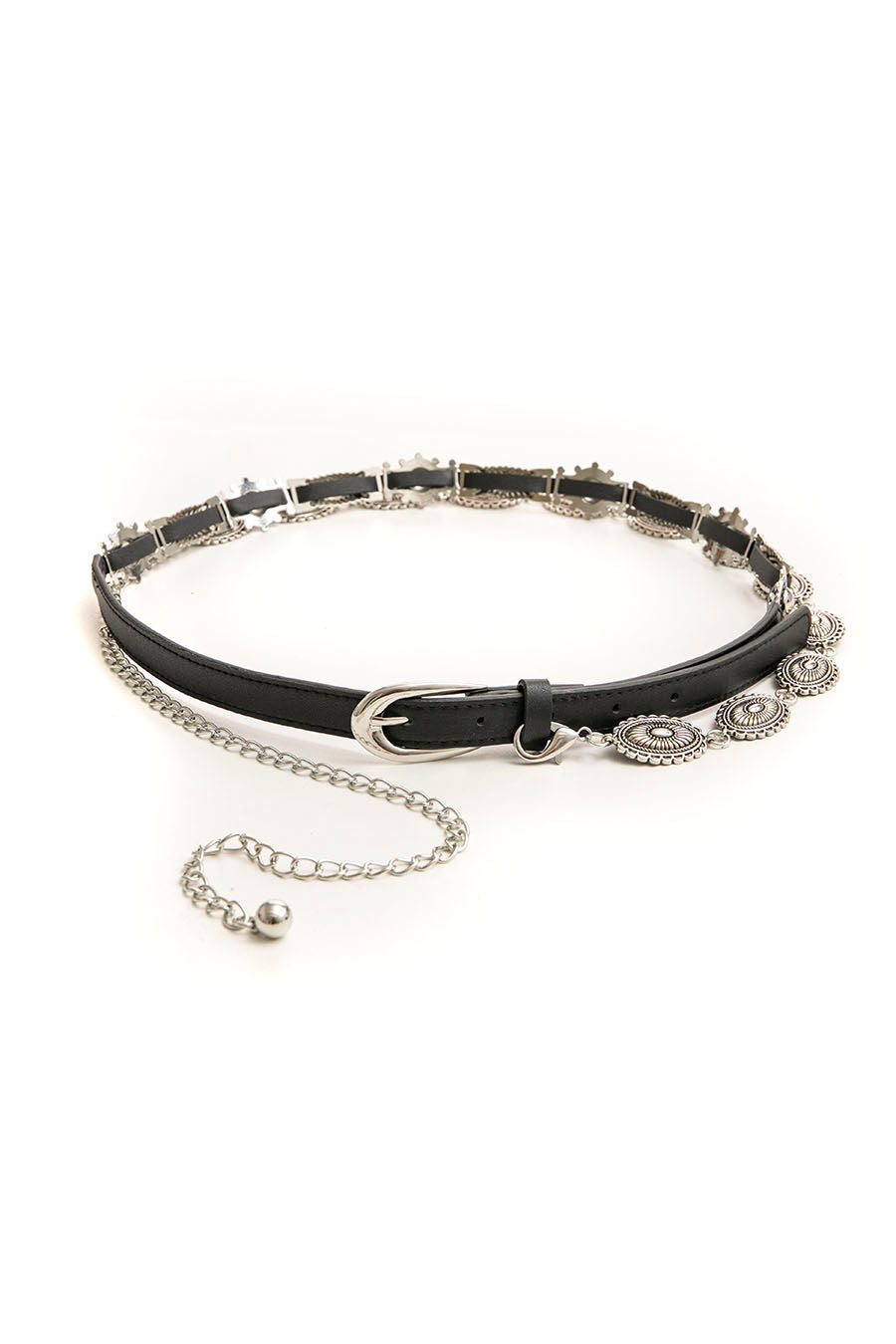 Ceinture double noir et métal | Elora