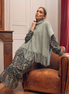 Robe longue imprimé Ikat bleu et kaki | Elora