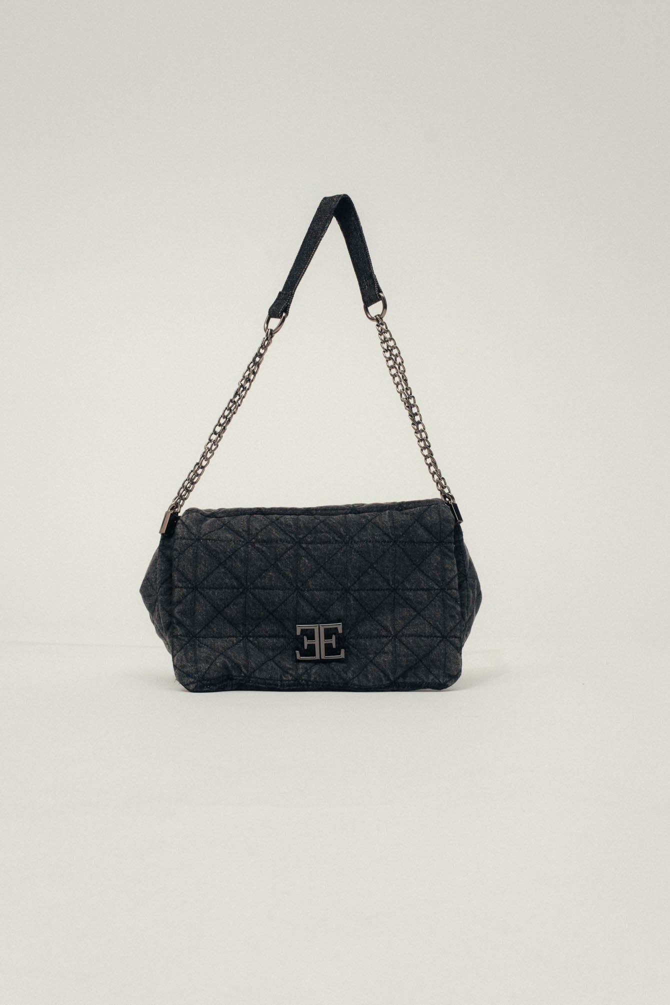 Sac denim noir matelassé rock | Elora