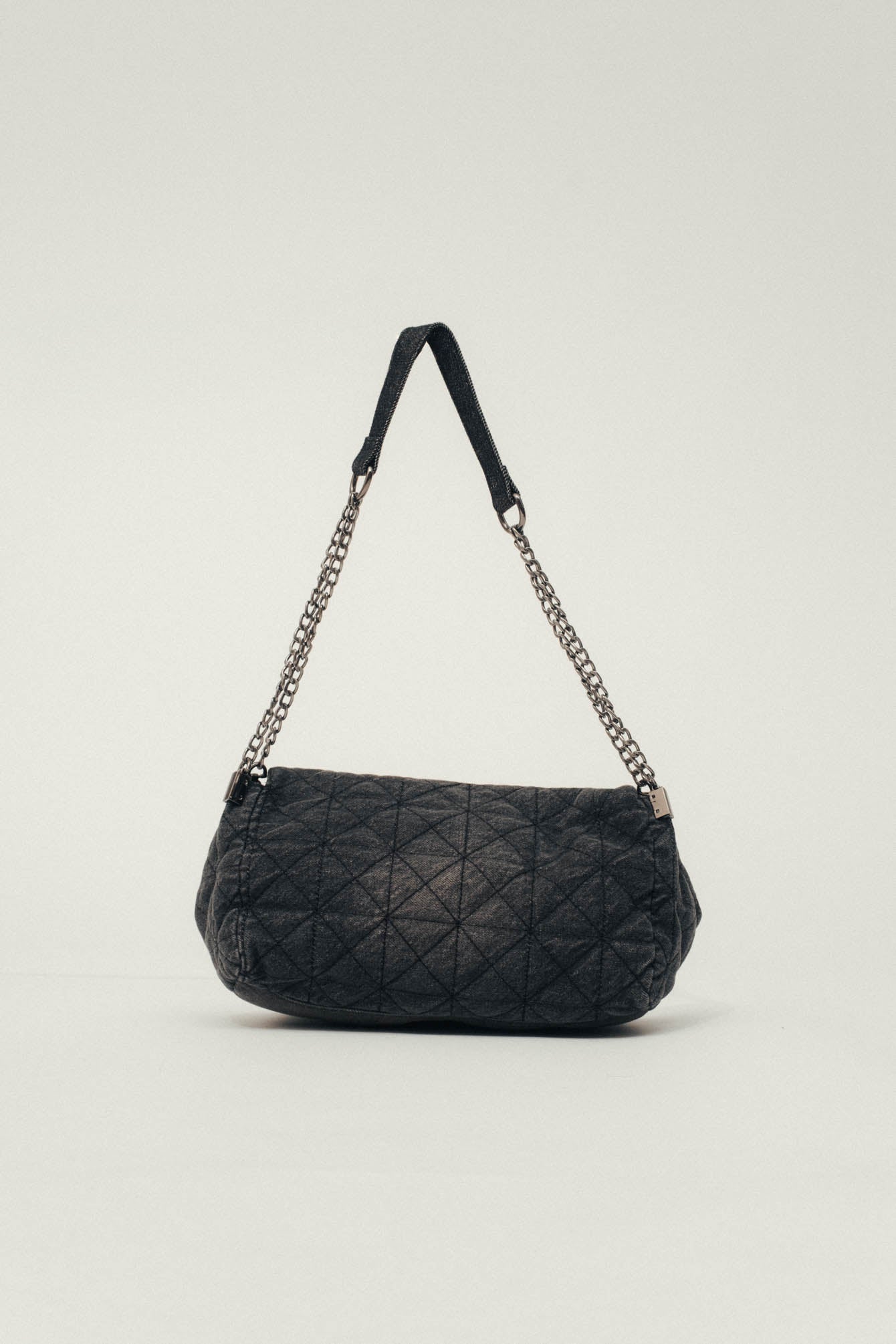 Sac denim noir matelassé rock | Elora