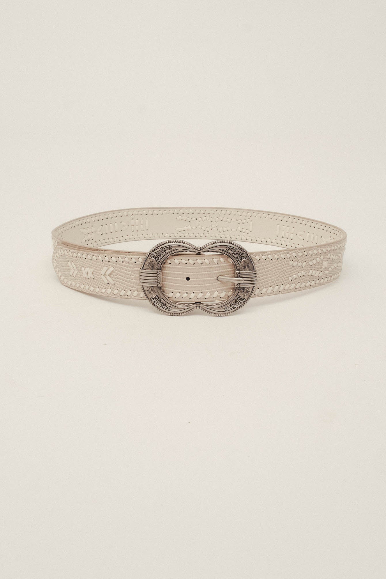 Ceinture grise cuir texturé bijou | Elora