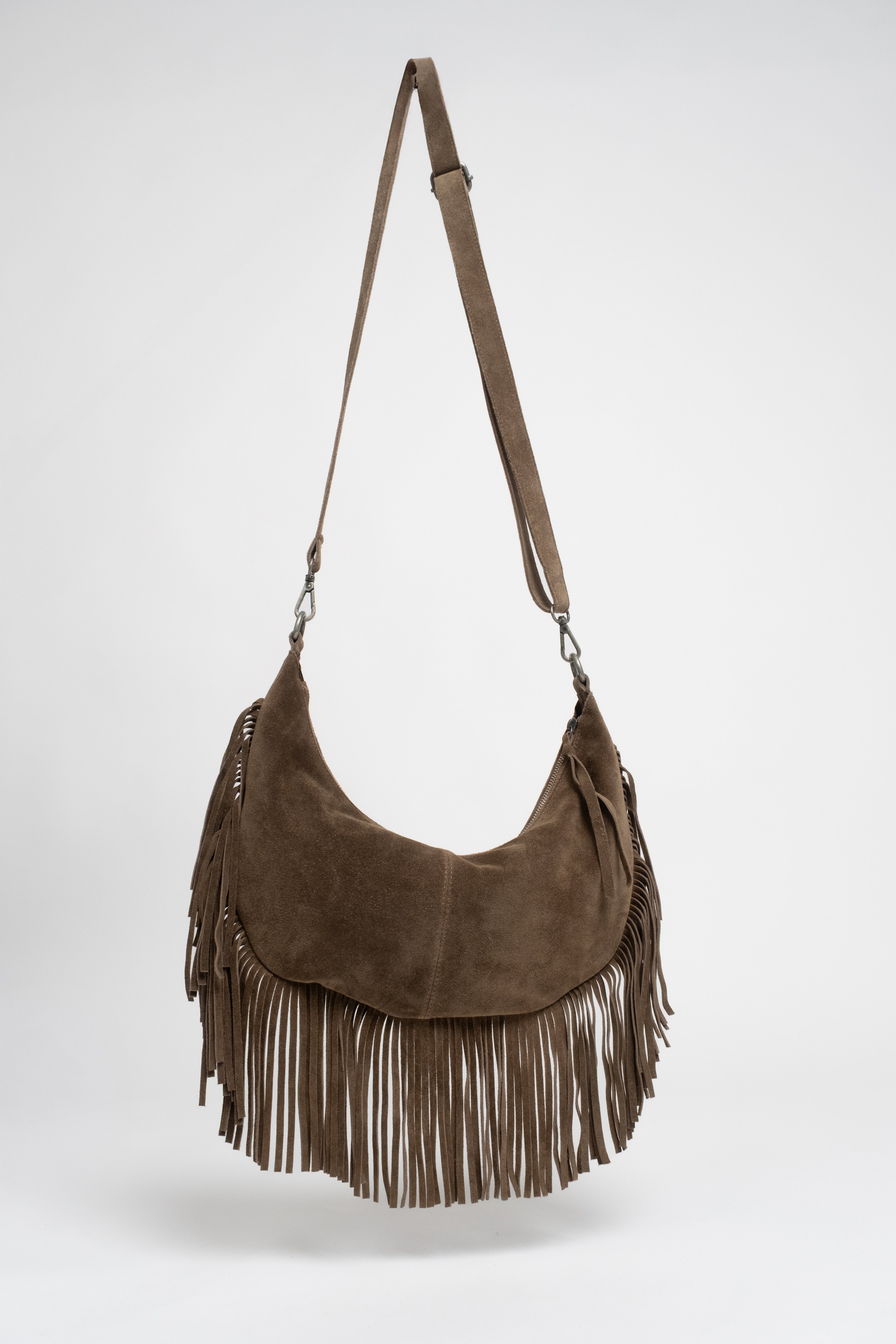 Sac frangé taupe esprit gypset | Elora