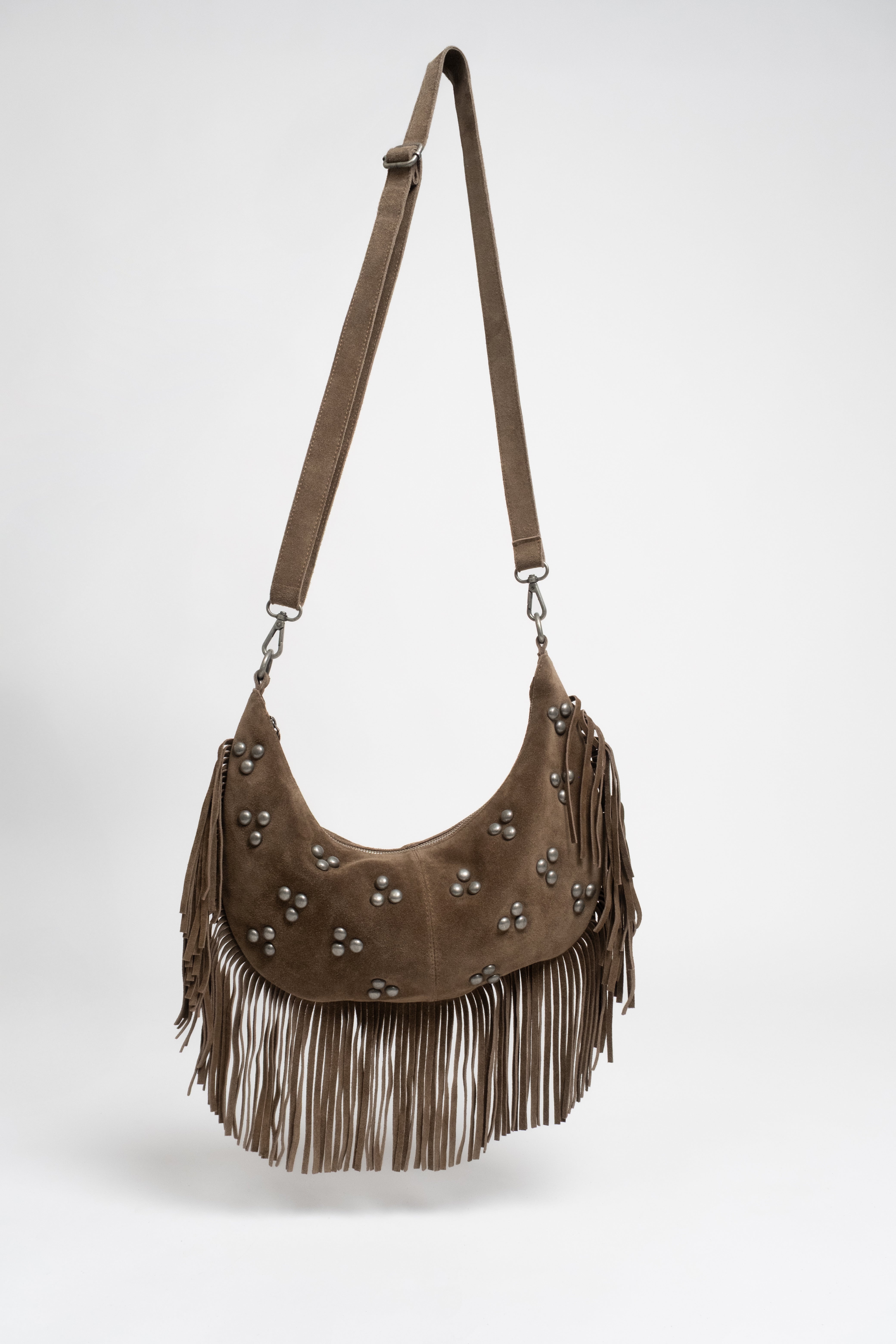 Sac frangé taupe esprit gypset | Elora