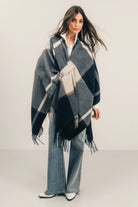 Poncho carreaux bleu | Elora