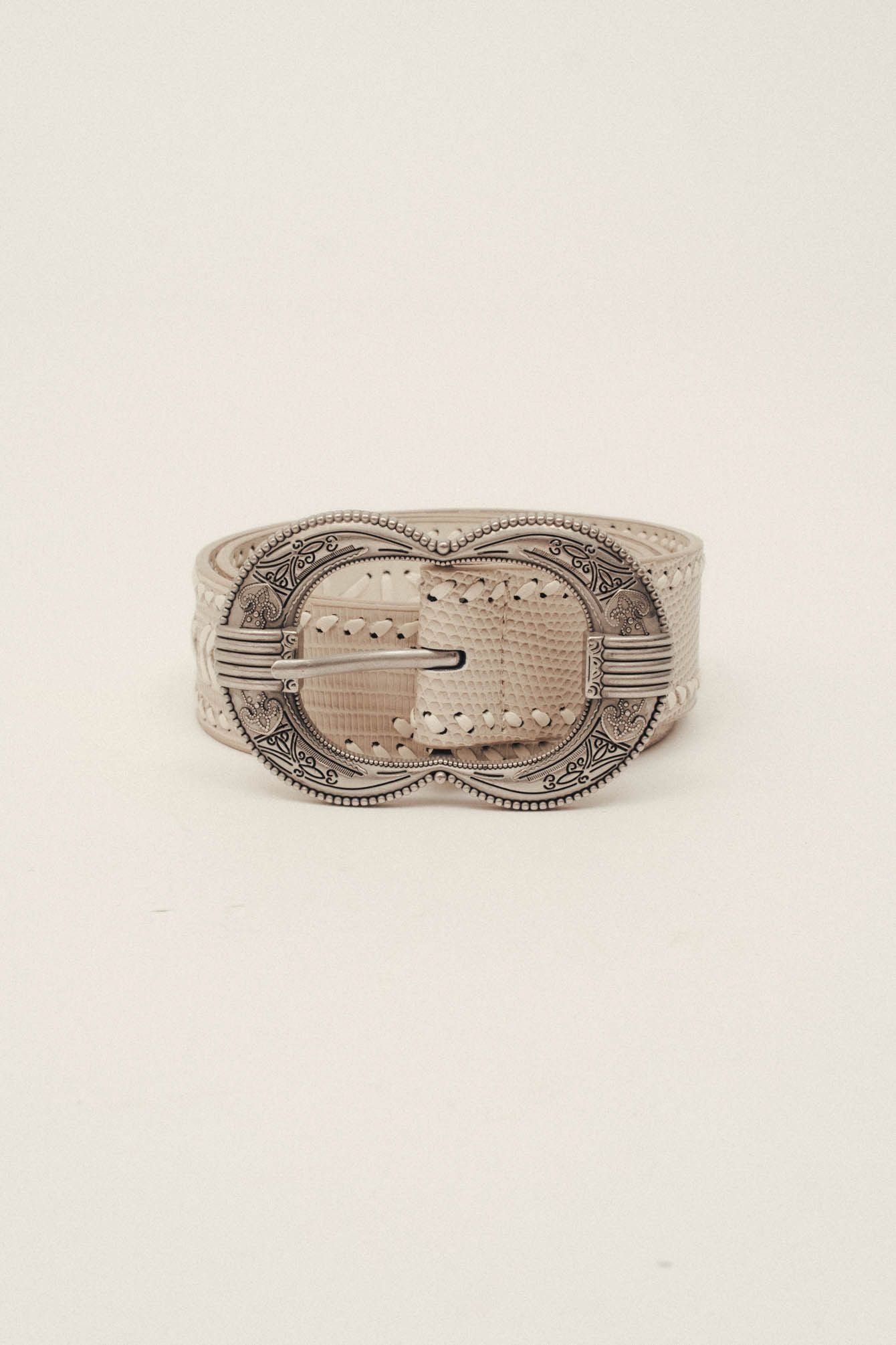Ceinture grise cuir texturé bijou | Elora