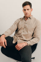 Chemise beige velours ajustée | Elora