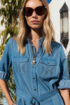 Robe chemise jean bleu clair | Elora