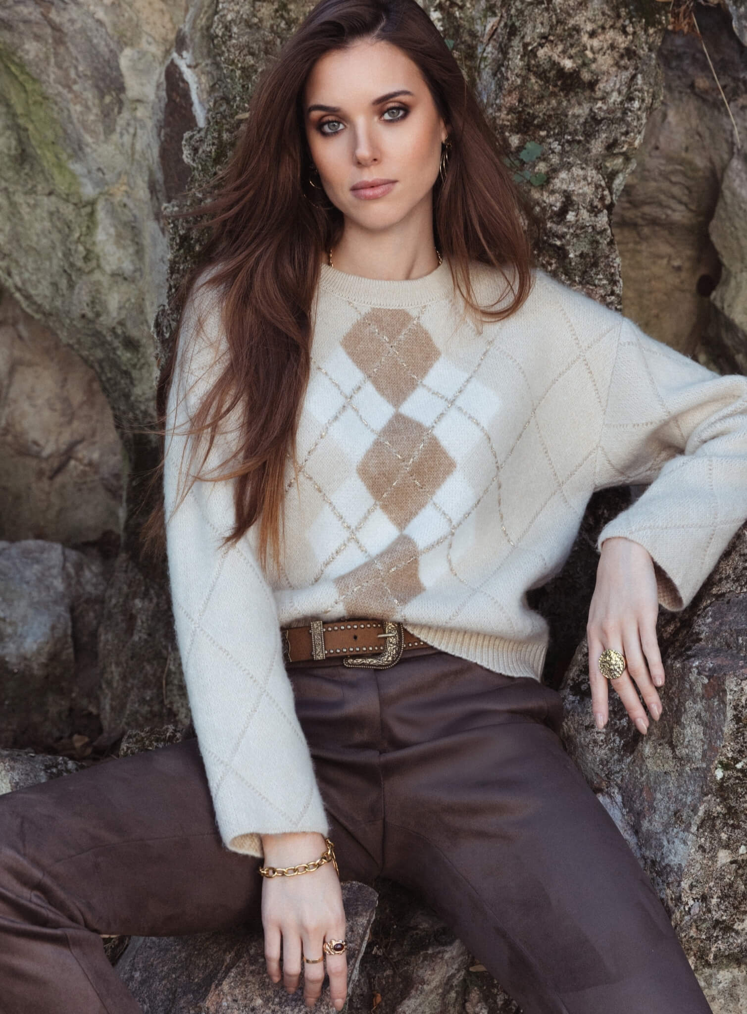 Pull old school écru et beige | Elora