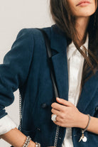 Veste bleue velours double boutonnage | Elora