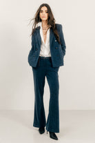 Pantalon velours bleu flare | Elora