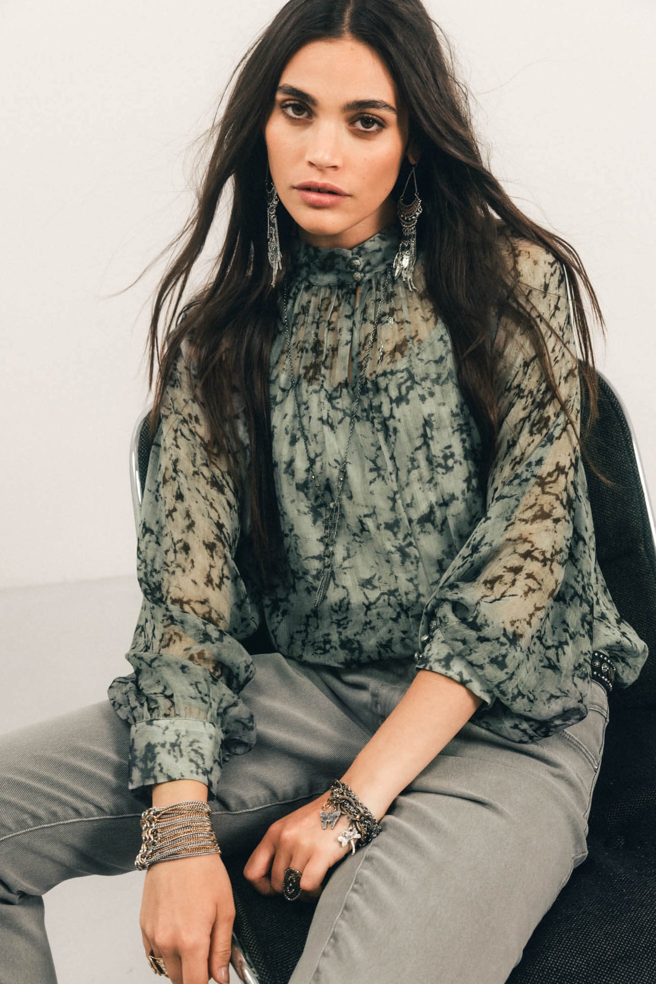 Blouse et débardeur imprimé jade | Elora