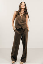 Gilet tailleur rayé bronze | Elora