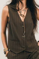 Gilet tailleur rayé bronze | Elora