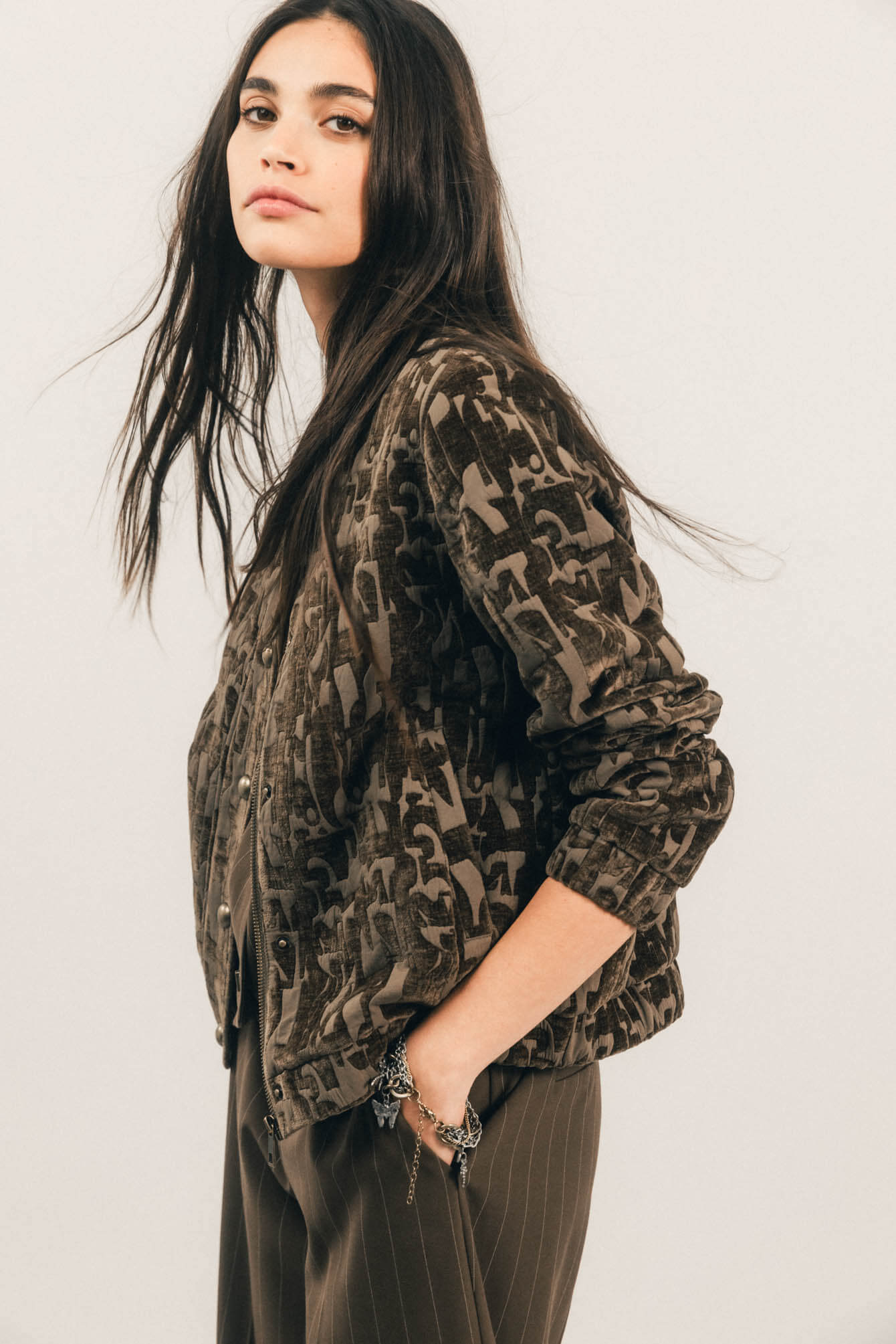 Bomber bronze velours damassé jacquard | Elora