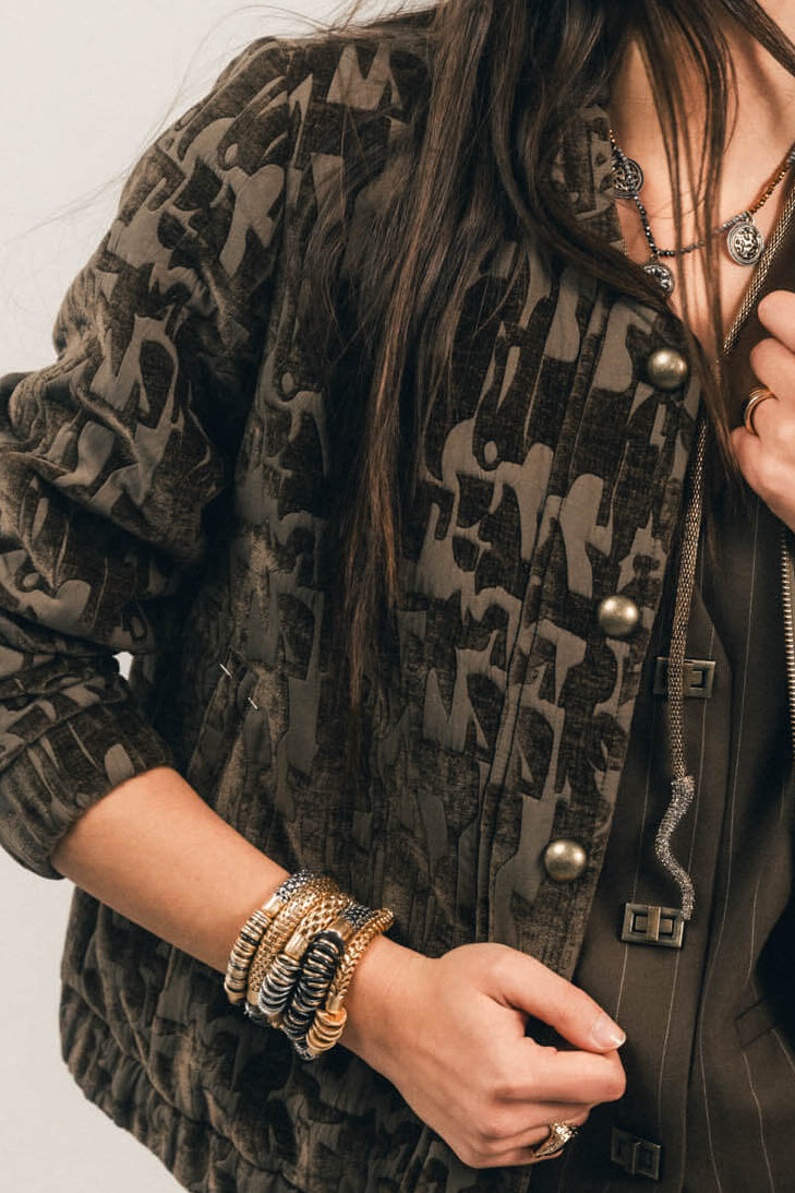 Bomber bronze velours damassé jacquard | Elora