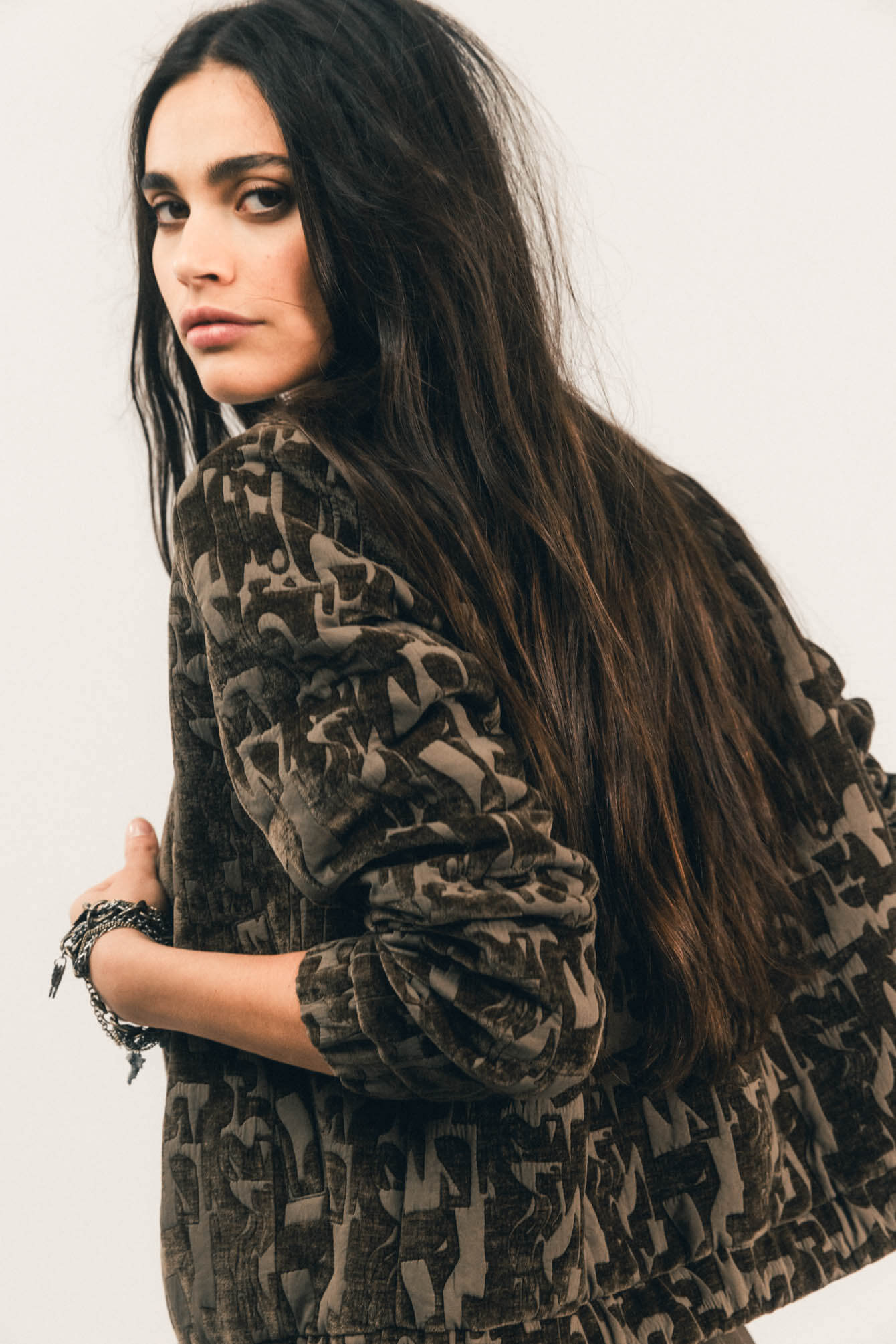 Bomber bronze velours damassé jacquard | Elora