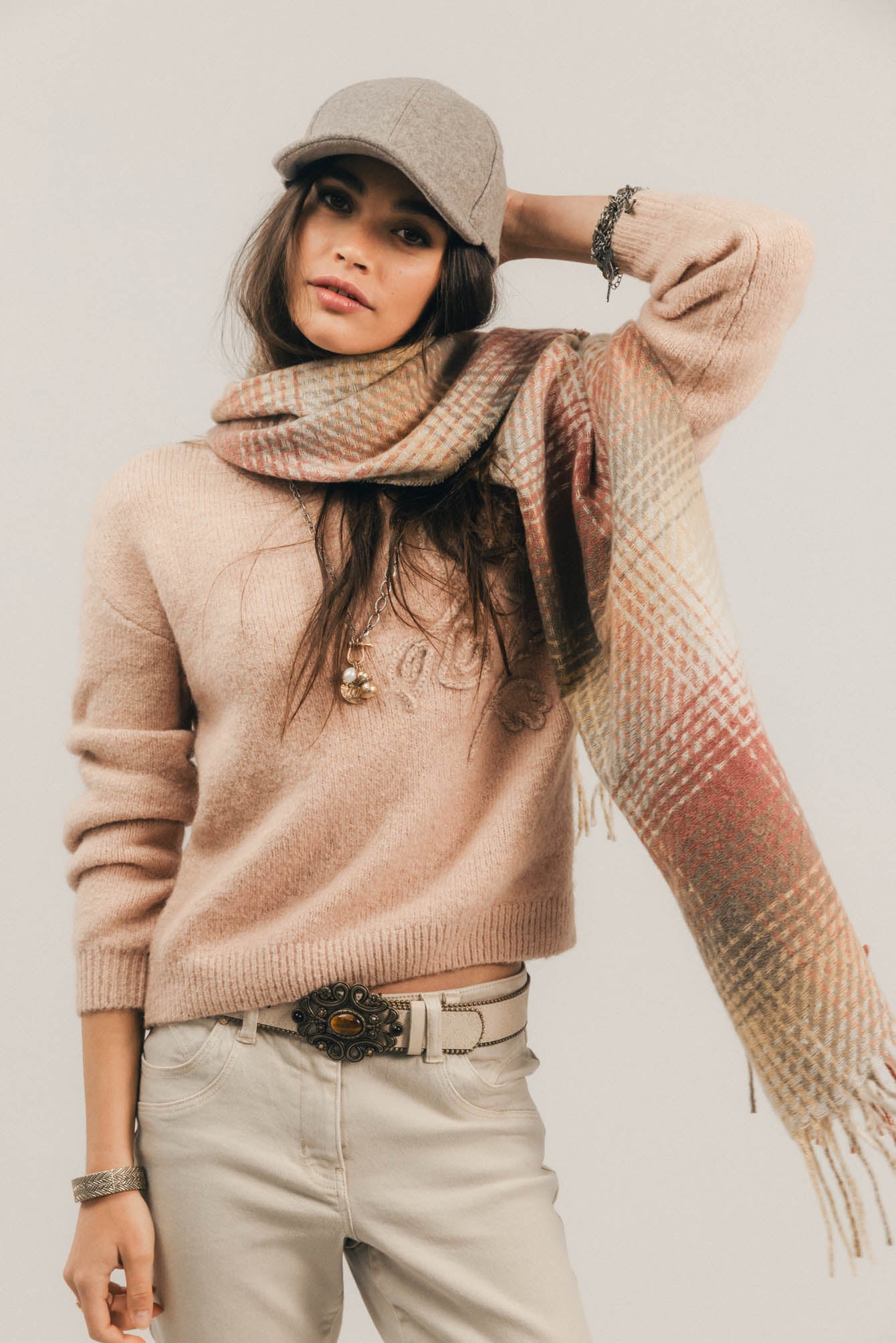 Pantalon beige coupe slim | Elora