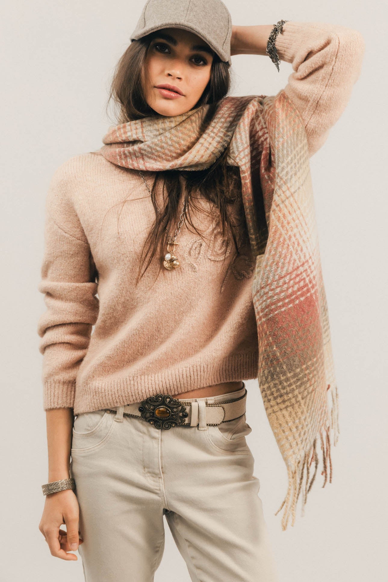Étole carreaux rose tartan | Elora