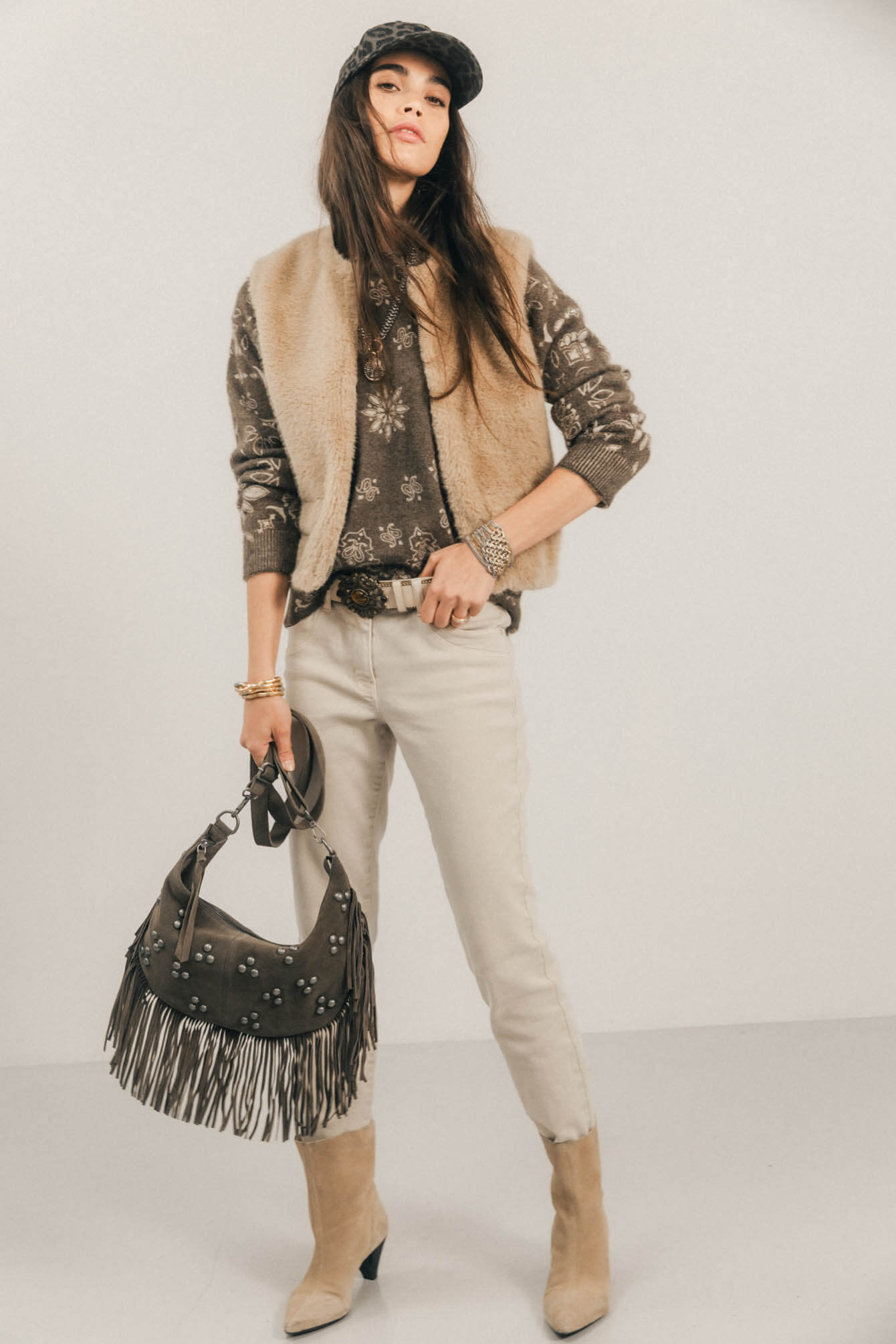 Pull imprimé bronze bandana bohème | Elora