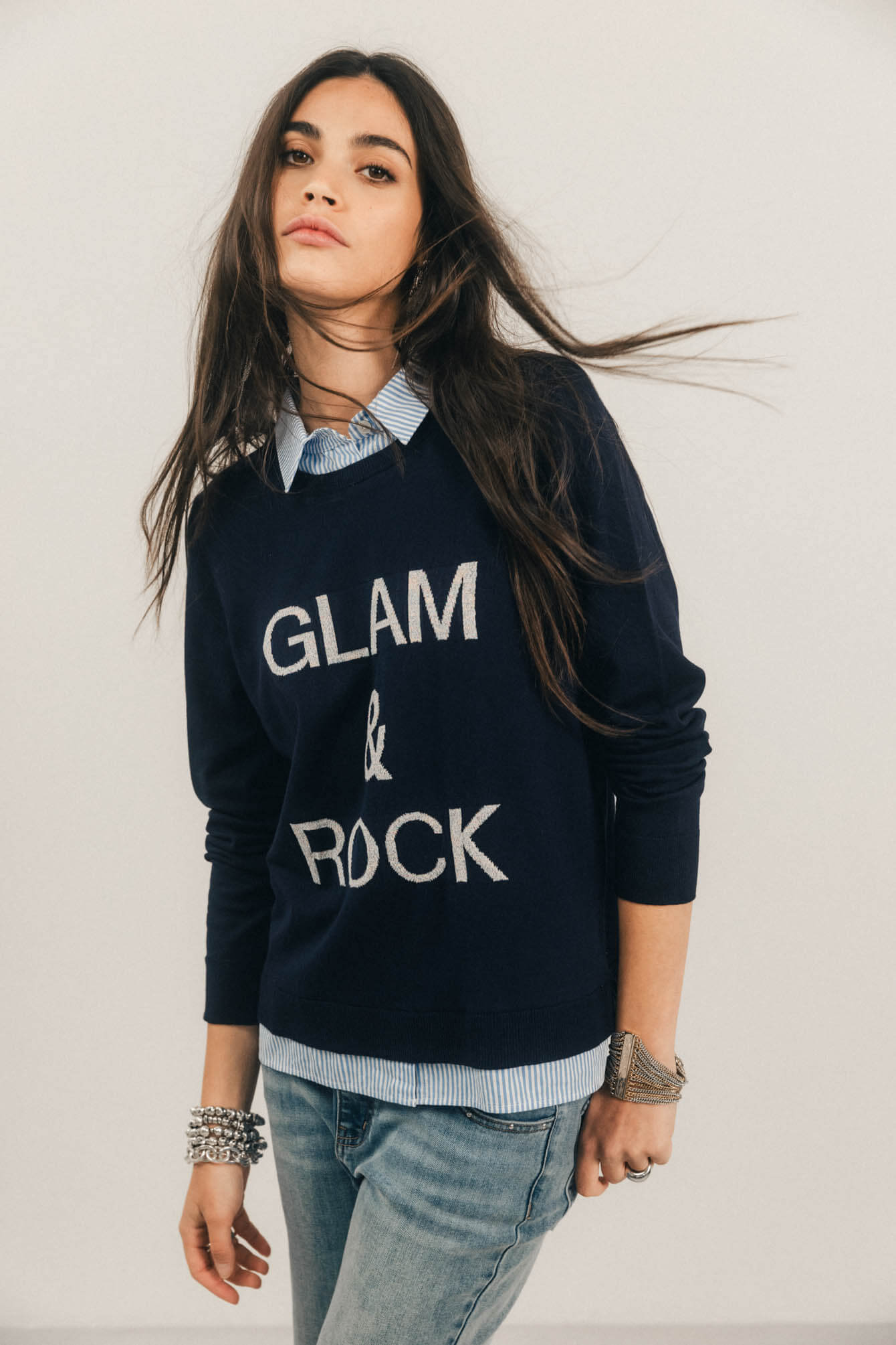 Pull chemise navy | Elora