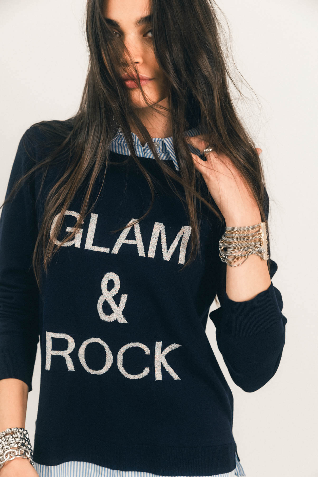 Pull chemise navy | Elora