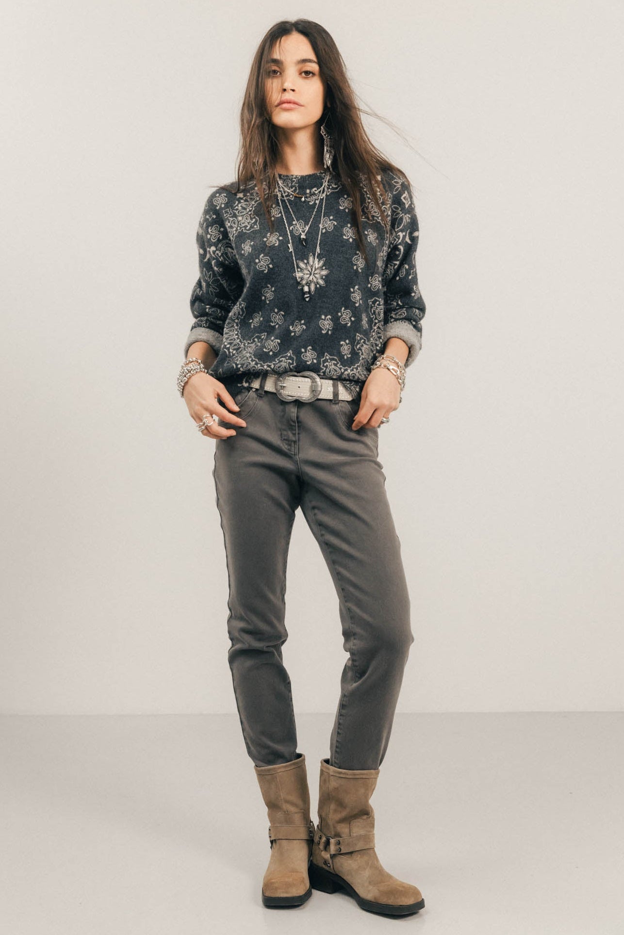Pantalon gris coupe slim | Elora