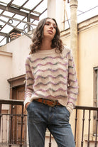 Pull rayé écru et rose | Elora