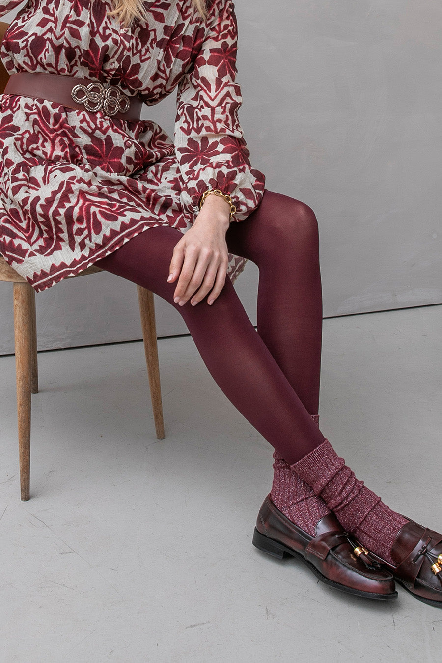 Collants opaques bordeaux | Elora