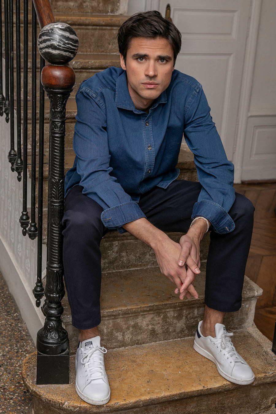 Chemise en coton côtelé indigo | Elora