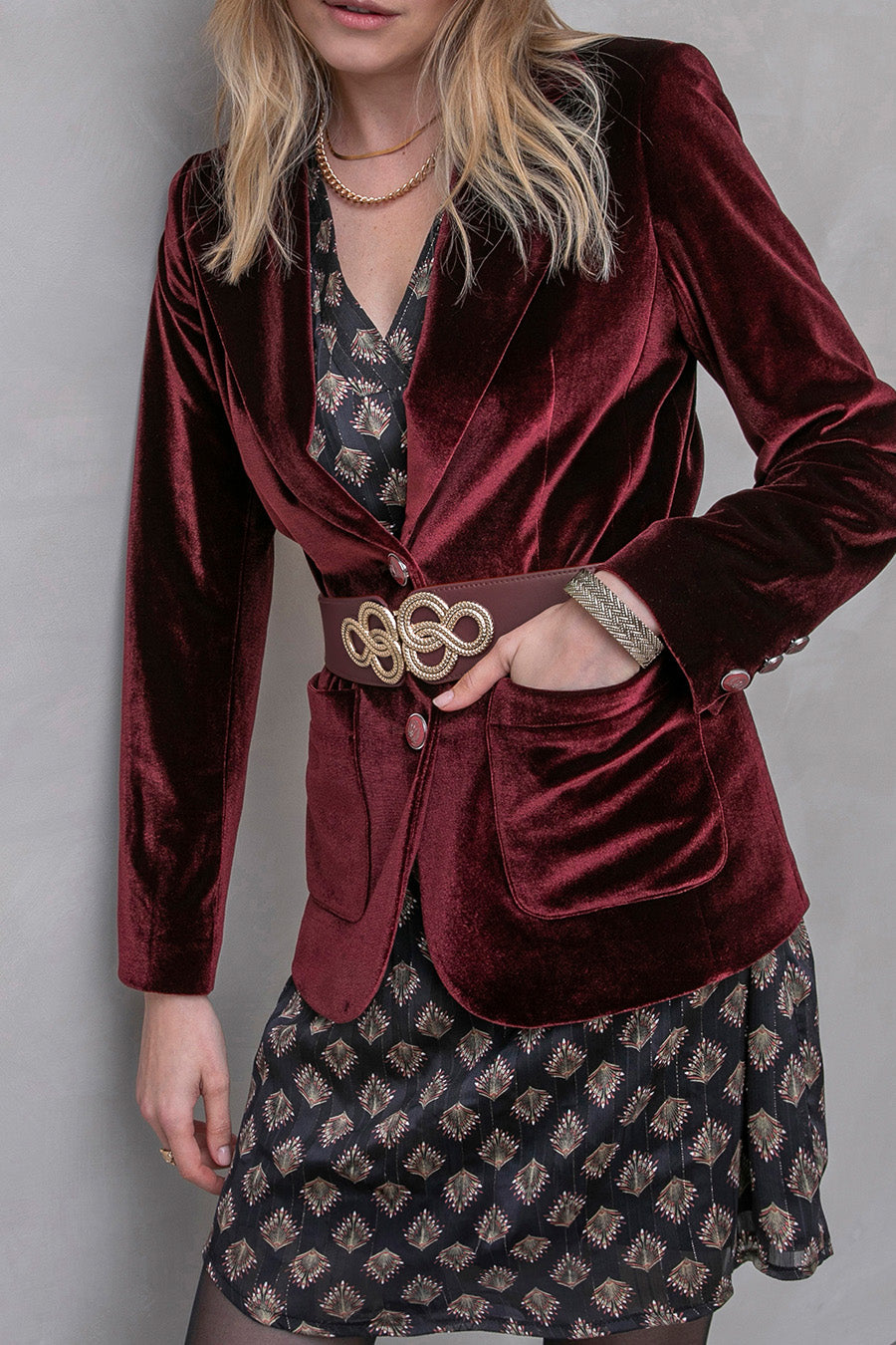 Ceinture élastique maxi boucle bordeaux | Elora
